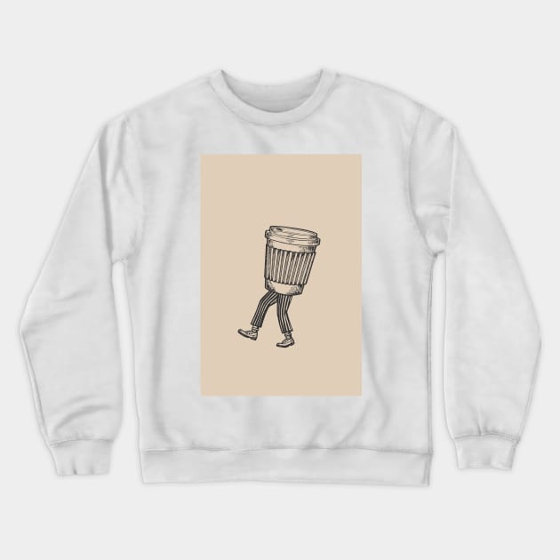 Walking Coffee Cup Crewneck Sweatshirt by calamarisky